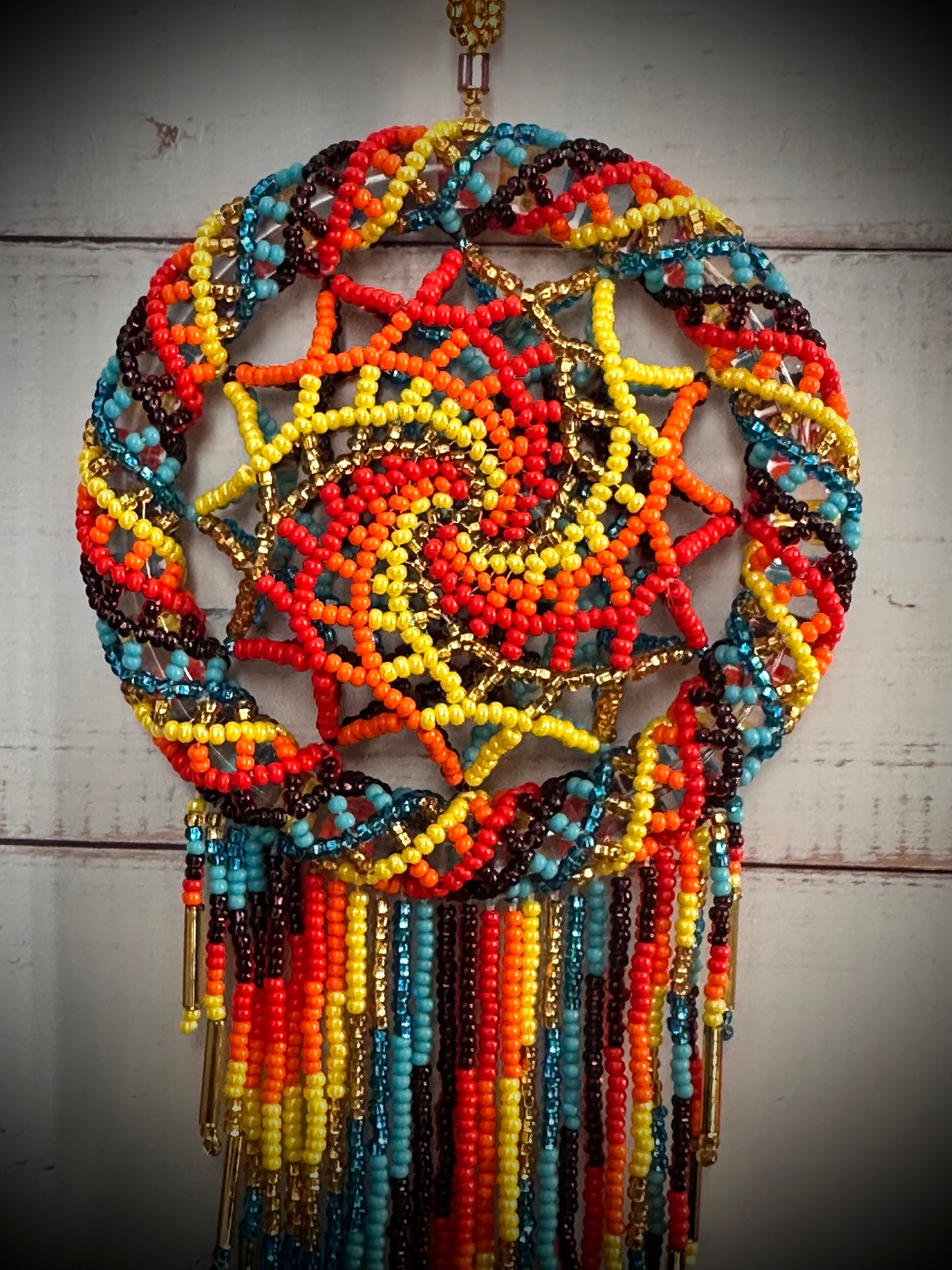 Rainbow Beaded 3d Dreamcatcher