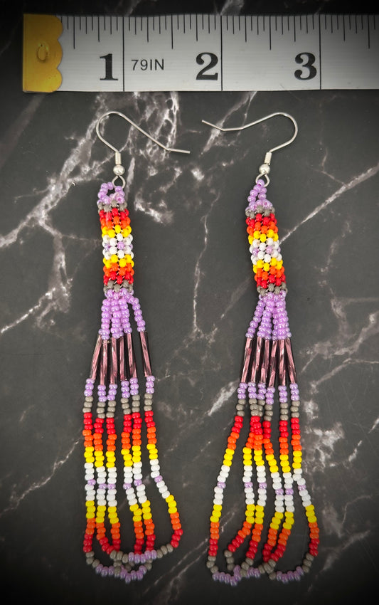 Colorful Cascade: Native American Beaded Earrings