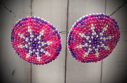 Lovely Pink and Purple Beaded Earrings and Hair Accessory