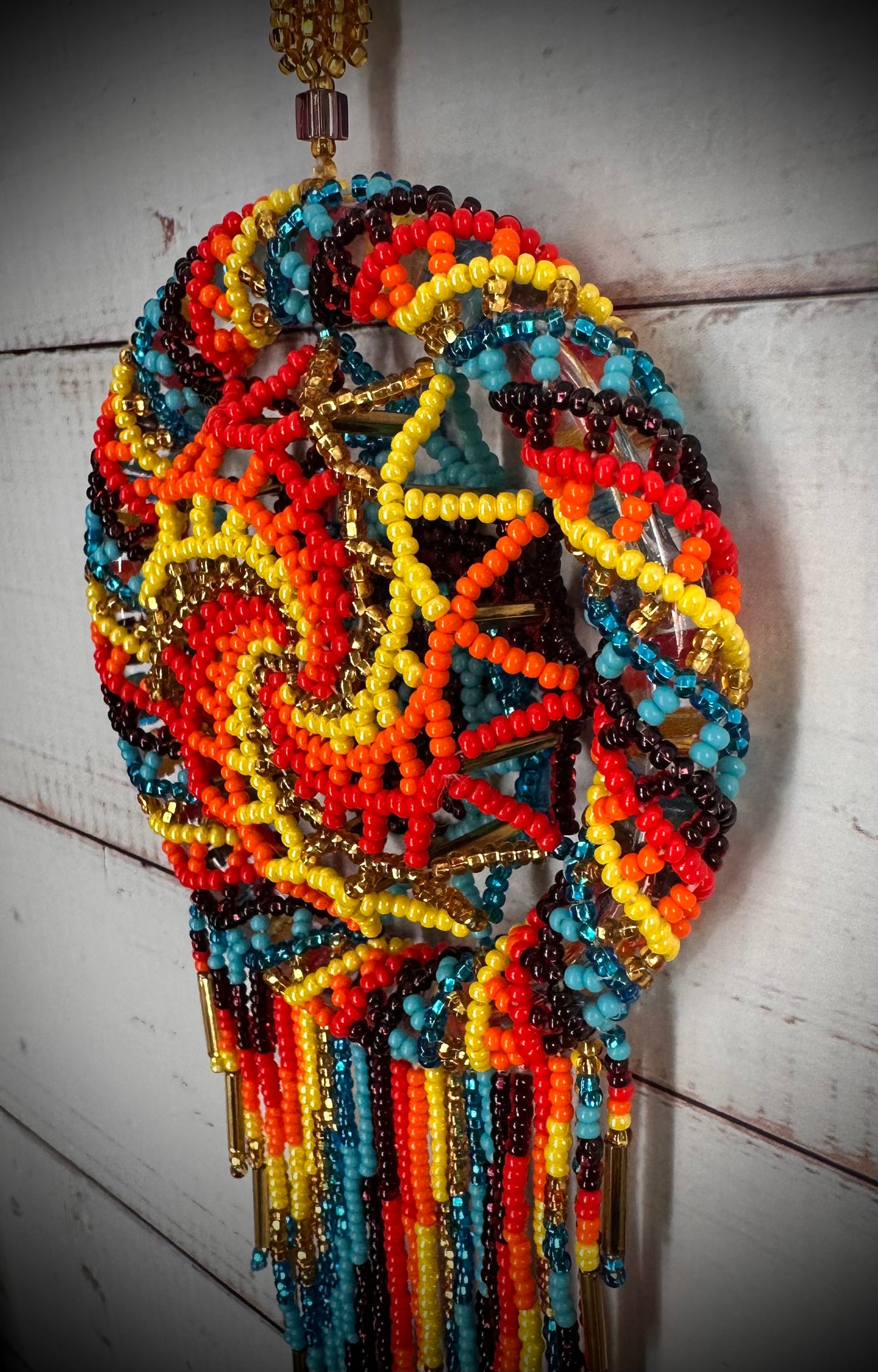 Rainbow Beaded 3d Dreamcatcher
