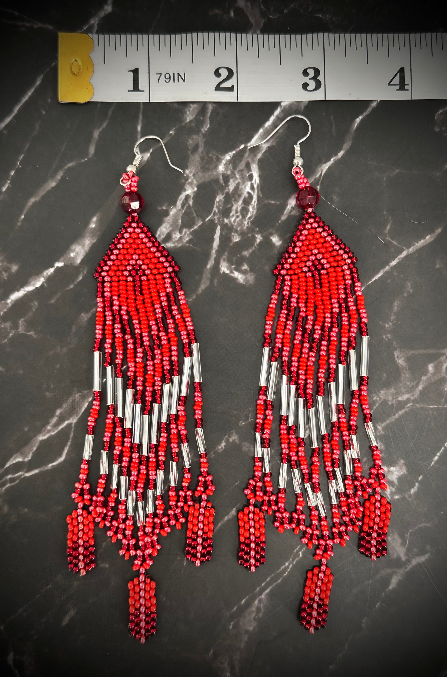 Feathered Elegance: Handcrafted Beaded Earrings