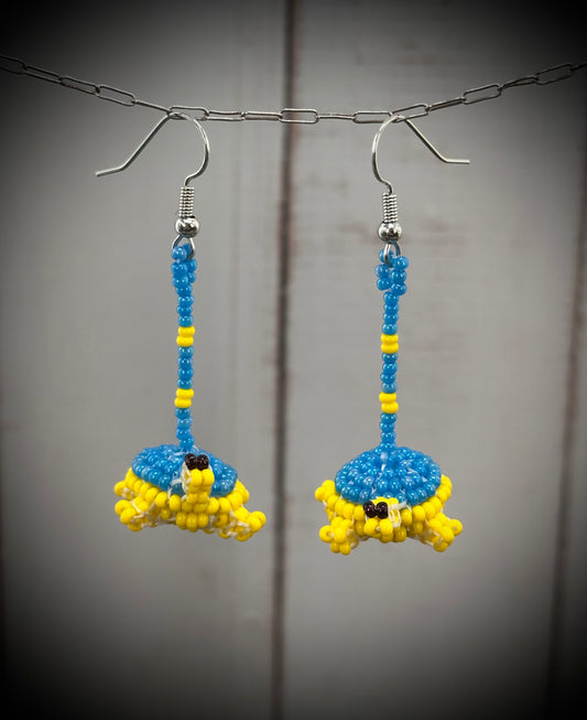 Whimsical Beaded Turtle Earrings
