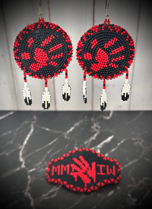 MMIW Beaded Earrings and Hair Clip