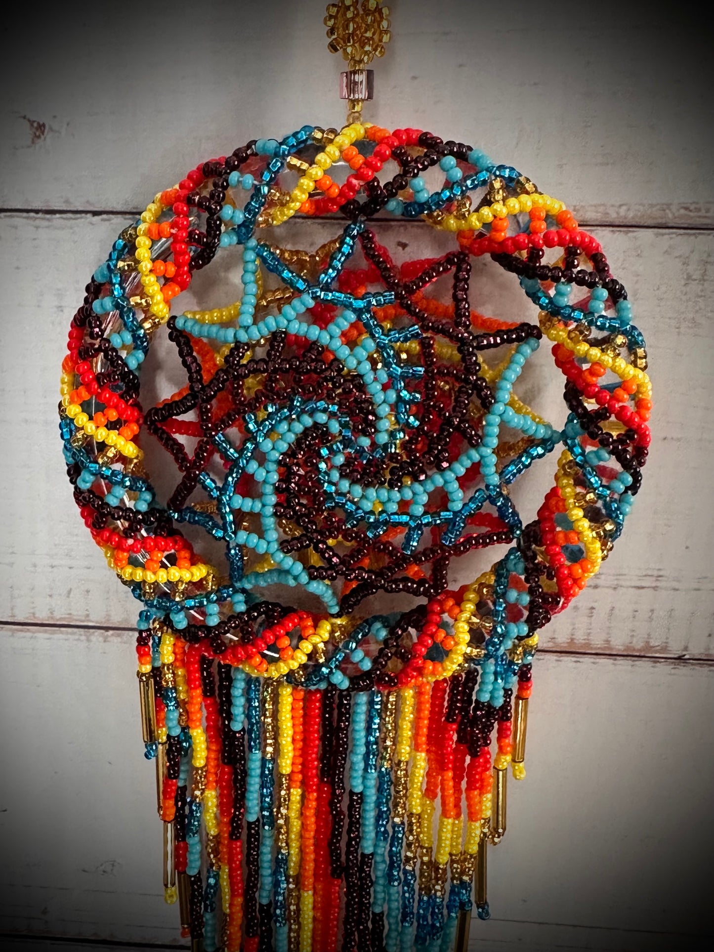 Rainbow Beaded 3d Dreamcatcher