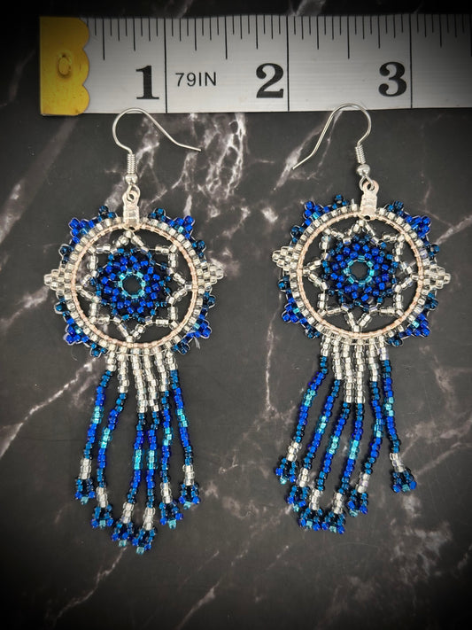 Native American Beaded Earrings- Blue Dreams