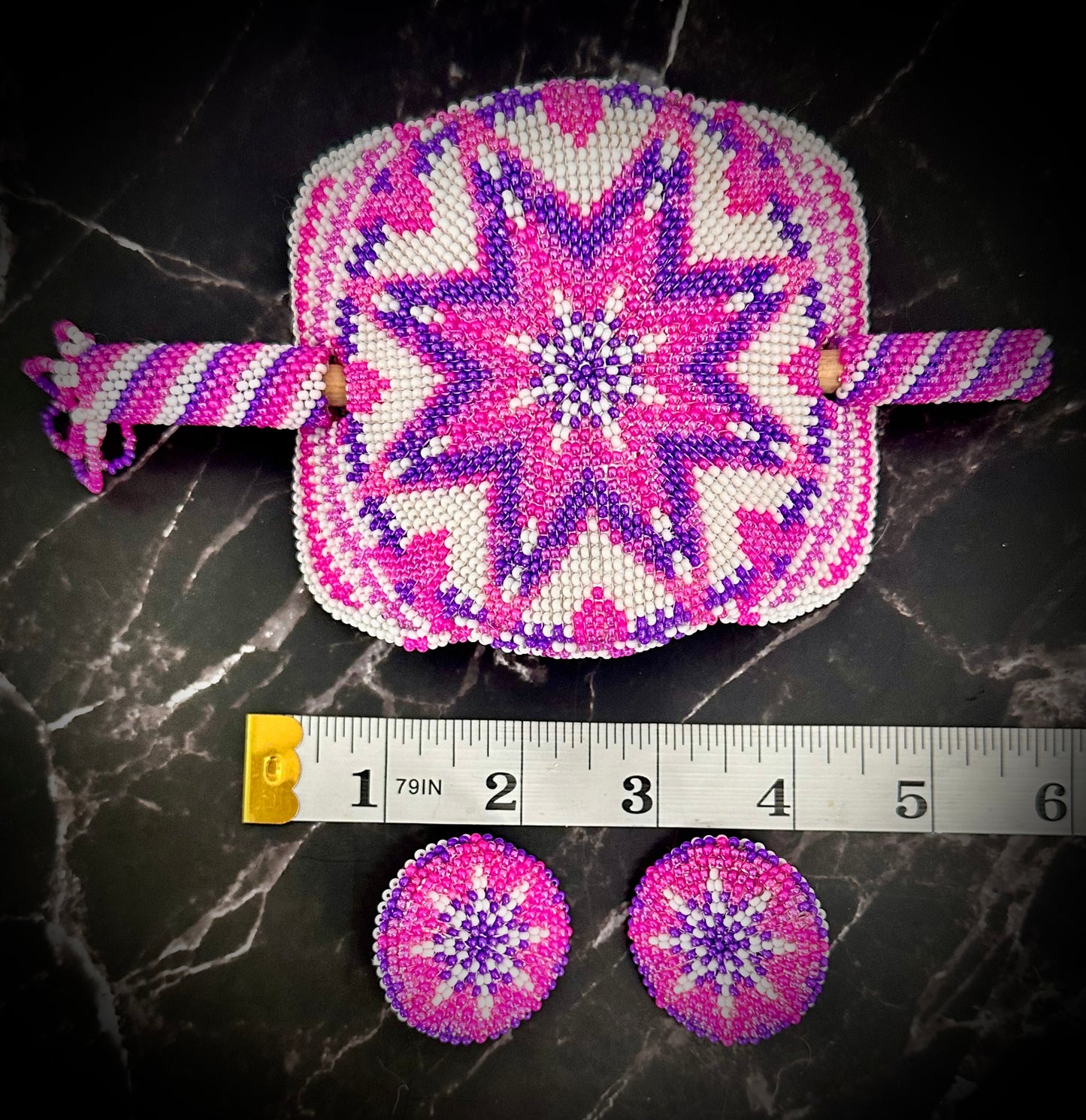 Lovely Pink and Purple Beaded Earrings and Hair Accessory