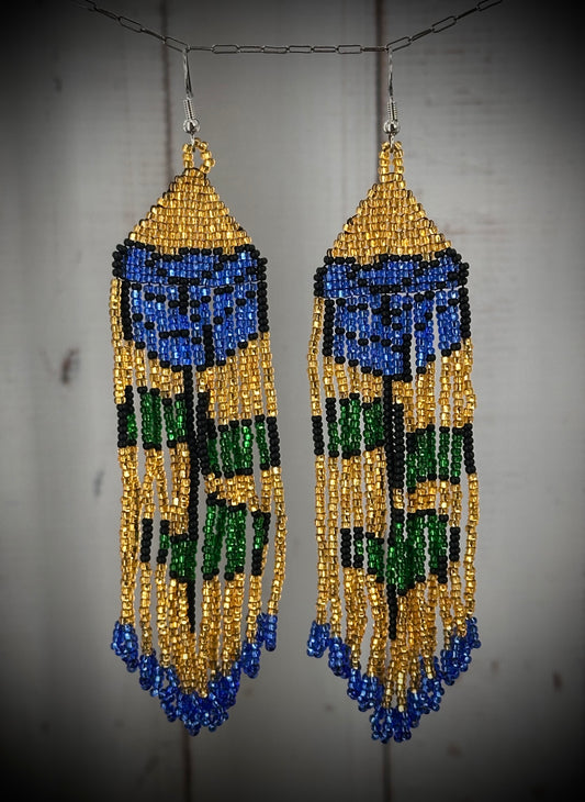 Blooming Beauty: Handcrafted Rose Design Beaded Earrings