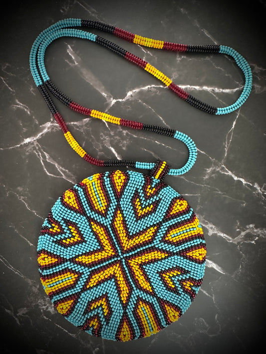 Enchanting Native American Beaded Medallion Necklace