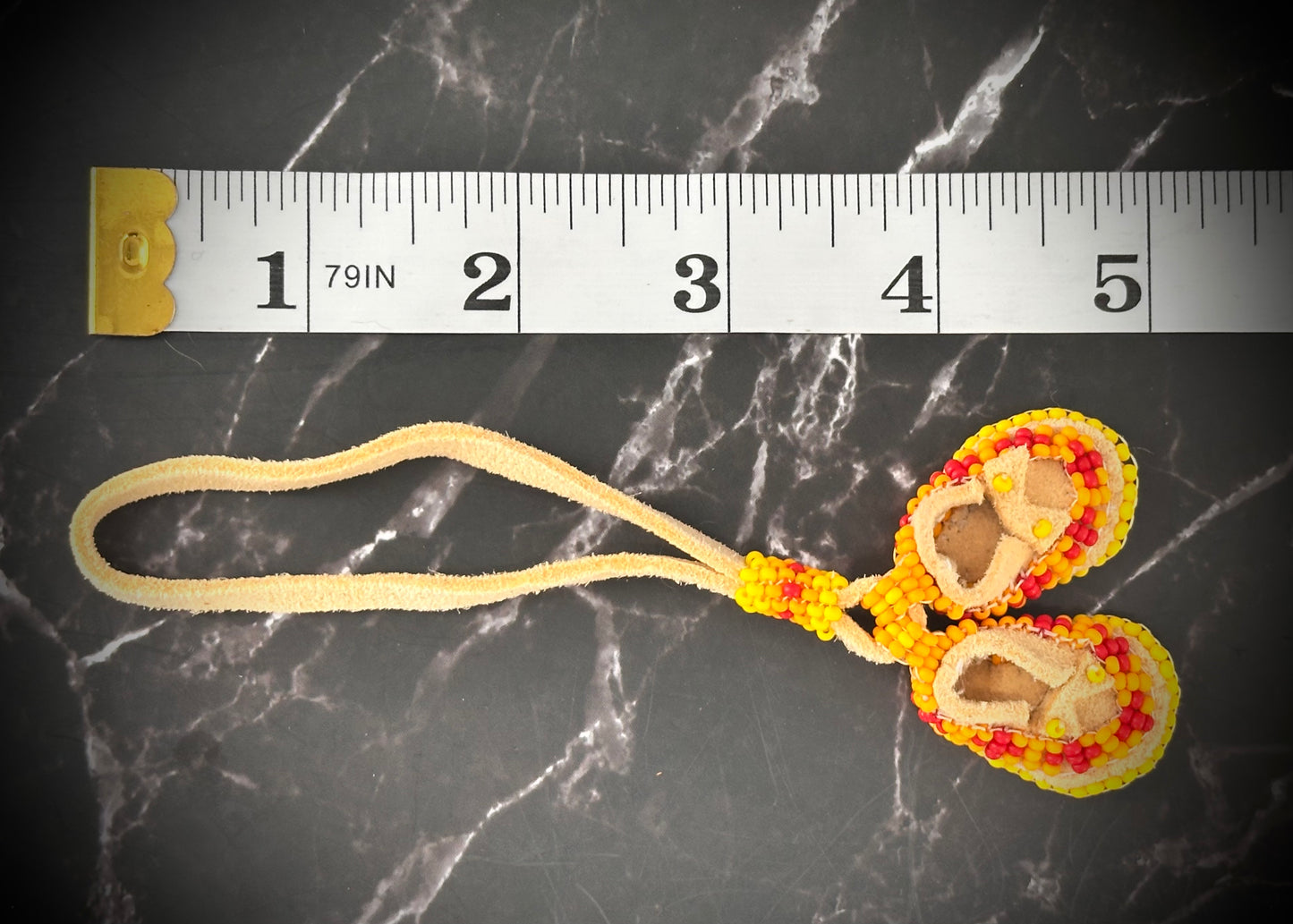 Handcrafted Beaded Leather Miniature Moccasin Bracelet Keychain