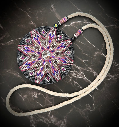 Celestial Beaded Medallion with Crystal Accent