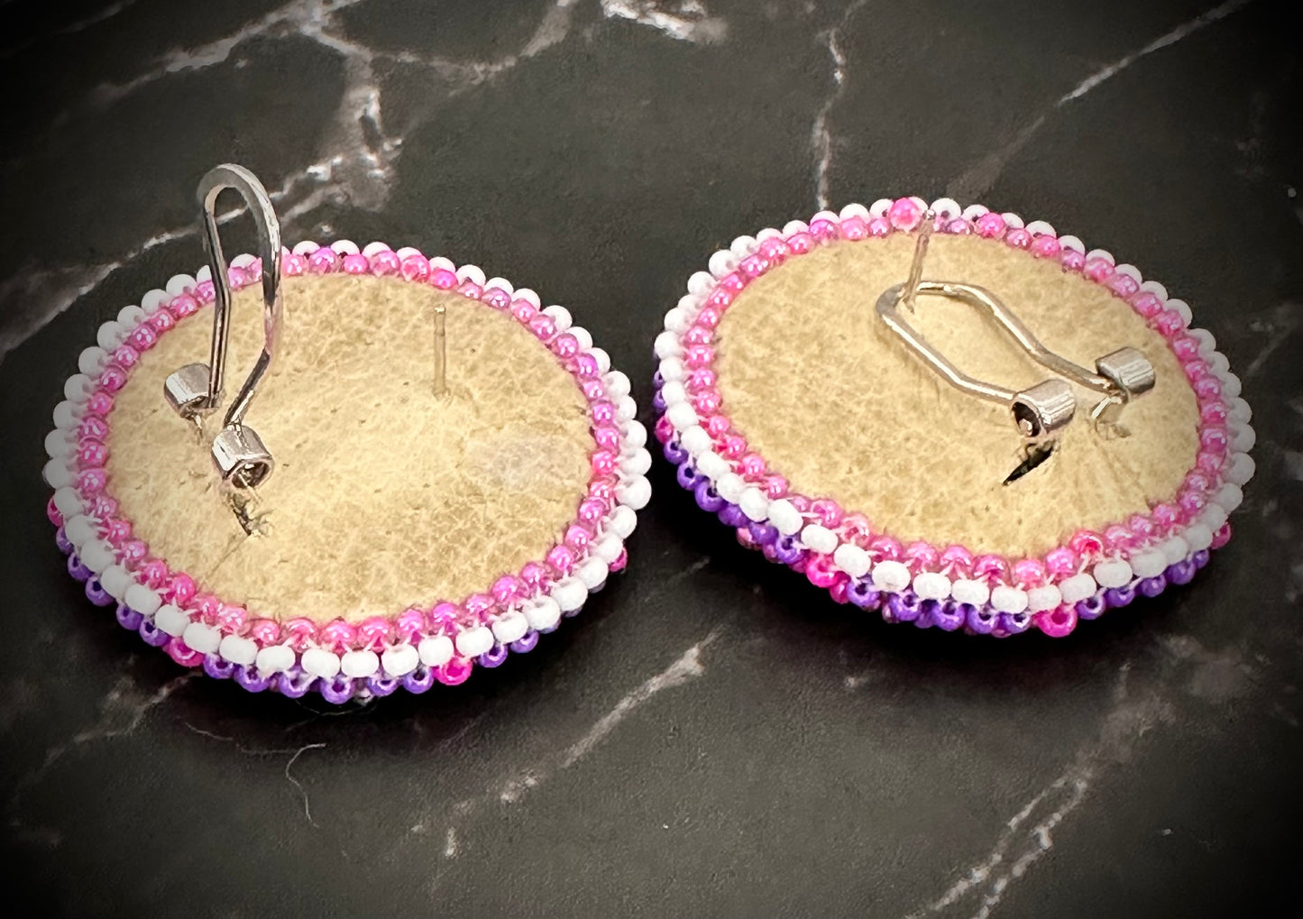 Lovely Pink and Purple Beaded Earrings and Hair Accessory
