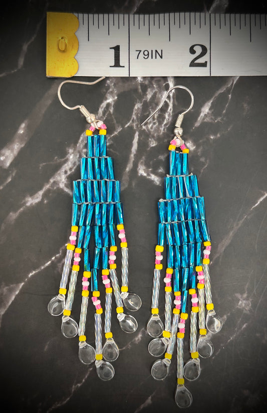 Teardrop Dreams: Vibrant Native American Beaded Earrings
