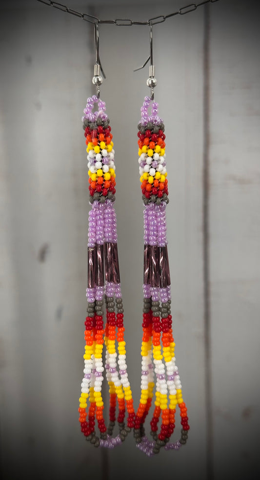Colorful Cascade: Native American Beaded Earrings