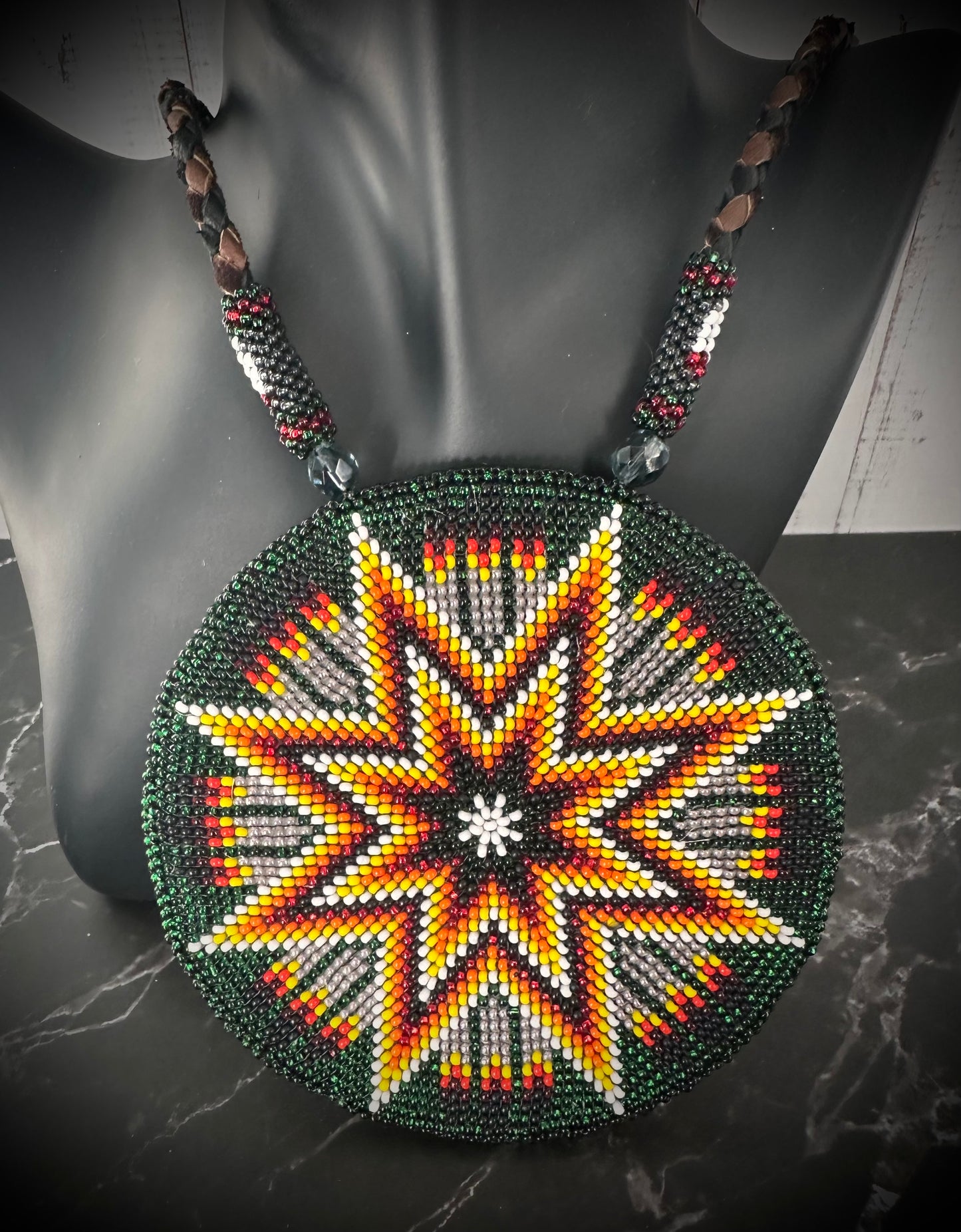 Native American Beaded Star Medallion Necklace