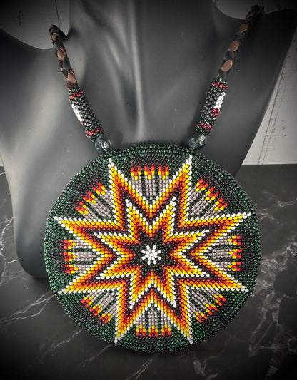 Native American Beaded Star Medallion Necklace