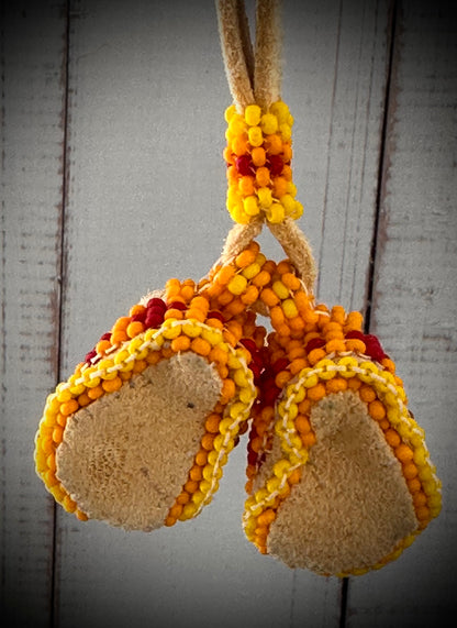 Handcrafted Beaded Leather Miniature Moccasin Bracelet Keychain
