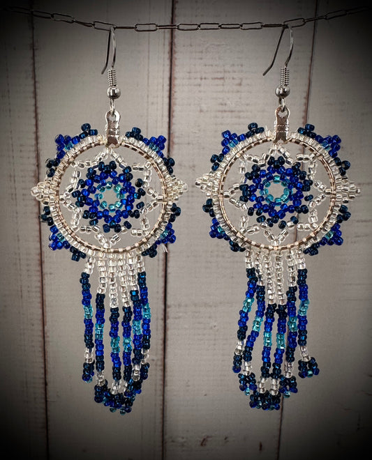 Native American Beaded Earrings- Blue Dreams