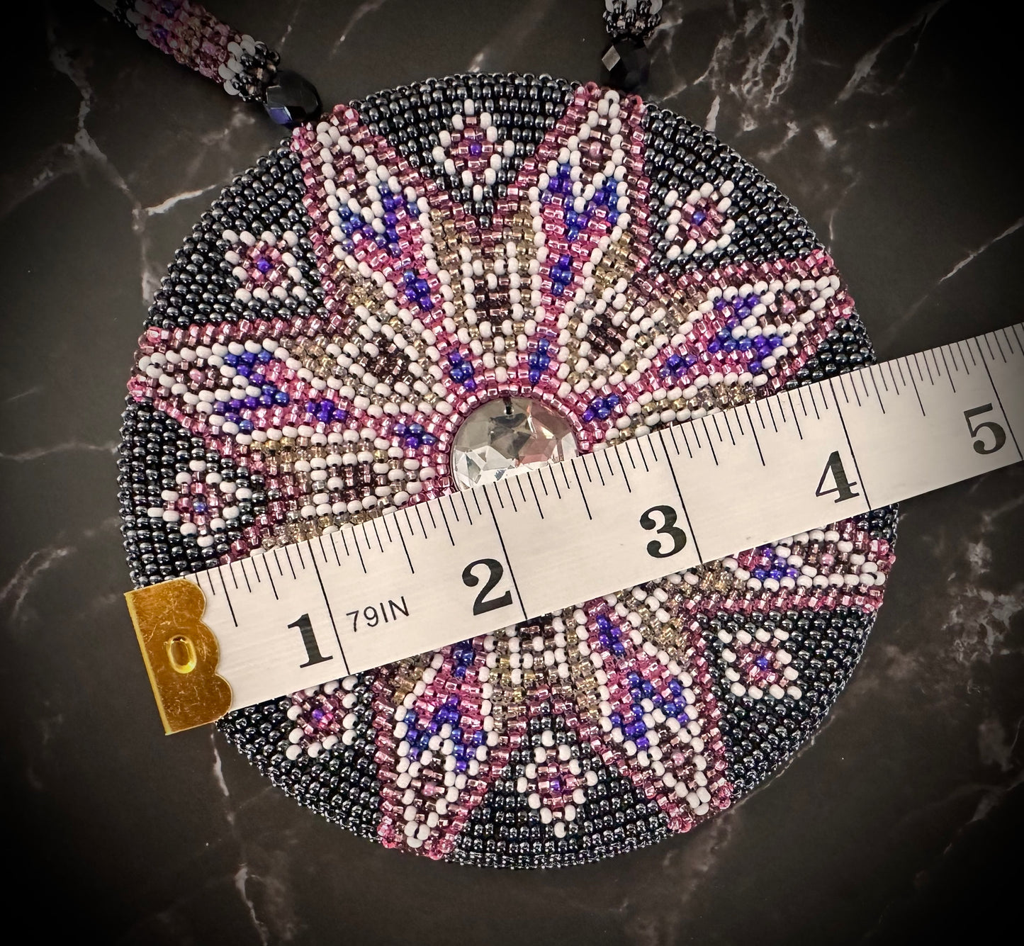 Celestial Beaded Medallion with Crystal Accent