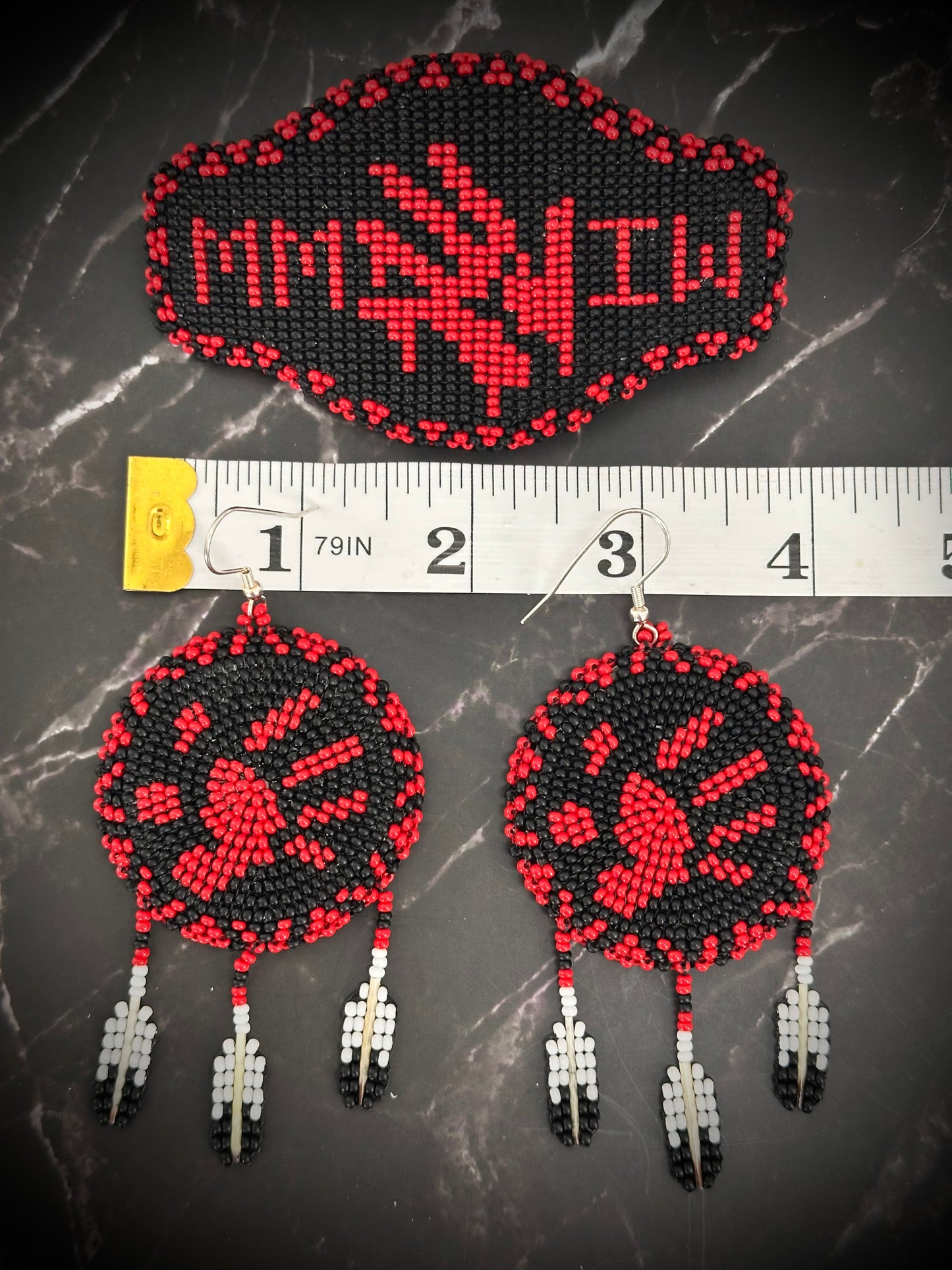 MMIW Beaded Earrings and Hair Clip