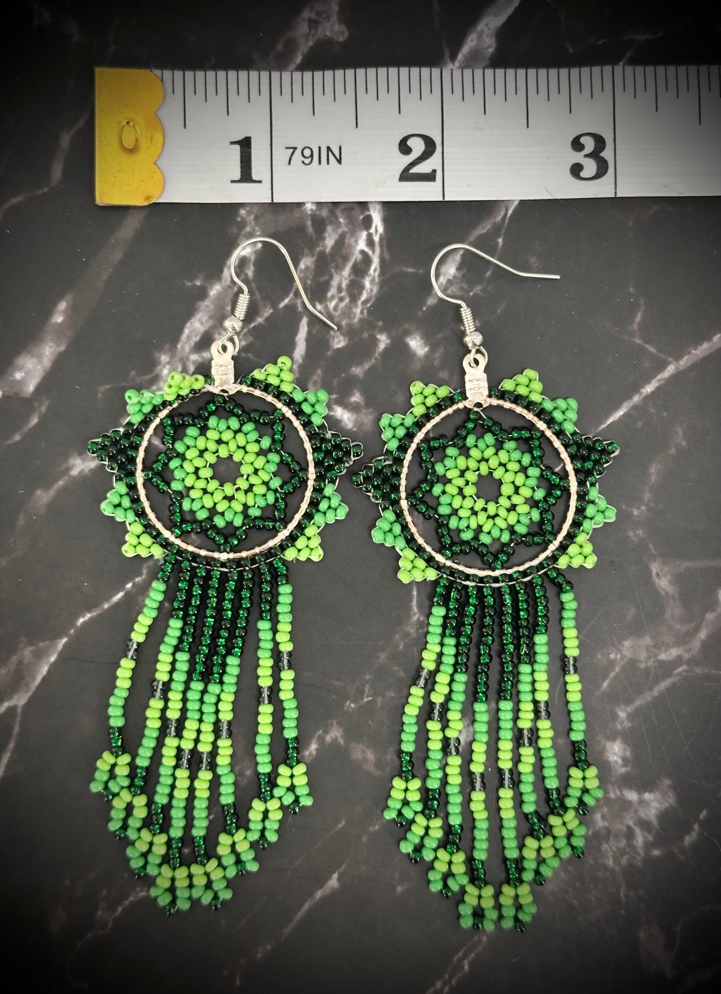 Native American Beaded Earrings – Stunning Green Elegance