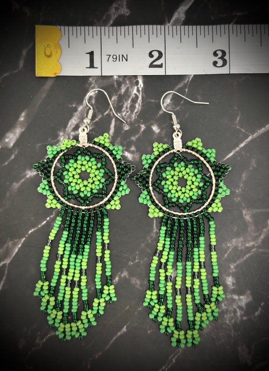 Native American Beaded Earrings – Stunning Green Elegance