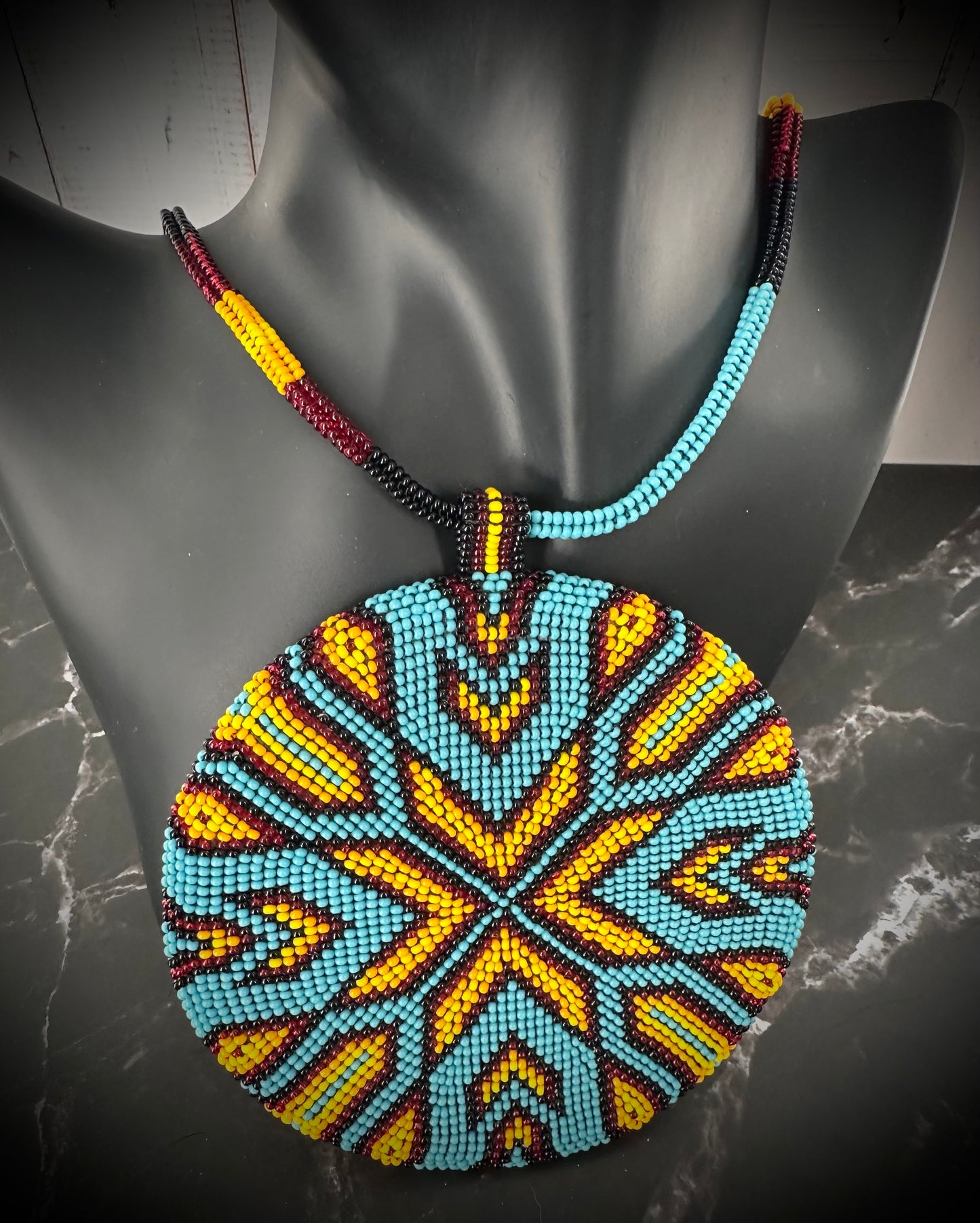 Enchanting Native American Beaded Medallion Necklace