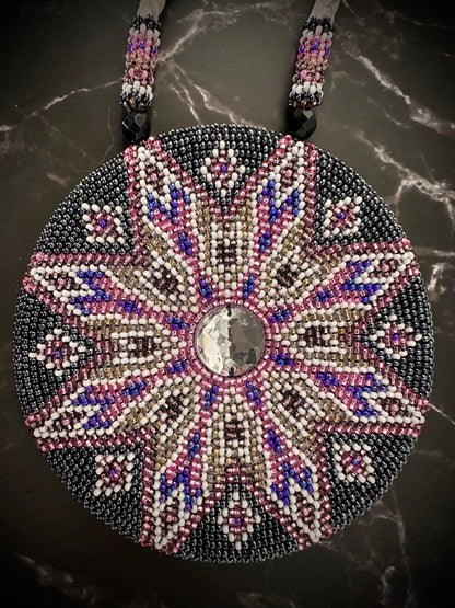 Celestial Beaded Medallion with Crystal Accent