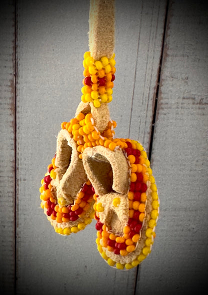 Handcrafted Beaded Leather Miniature Moccasin Bracelet Keychain