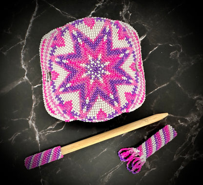 Lovely Pink and Purple Beaded Earrings and Hair Accessory