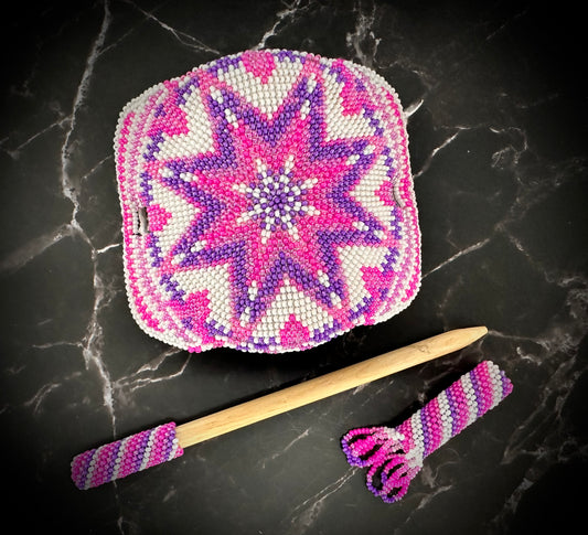 Lovely Pink and Purple Beaded Earrings and Hair Accessory