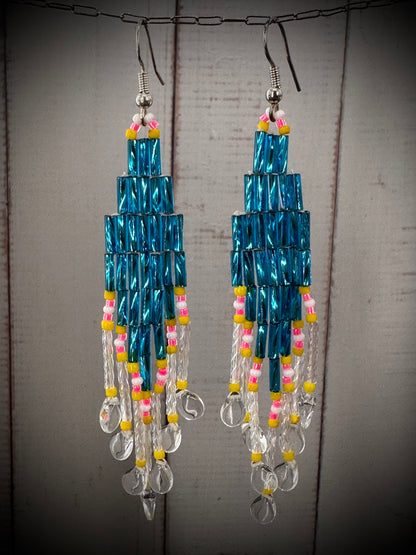 Teardrop Dreams: Vibrant Native American Beaded Earrings