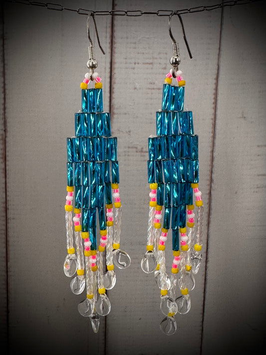 Teardrop Dreams: Vibrant Native American Beaded Earrings