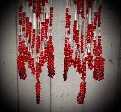Feathered Elegance: Handcrafted Beaded Earrings