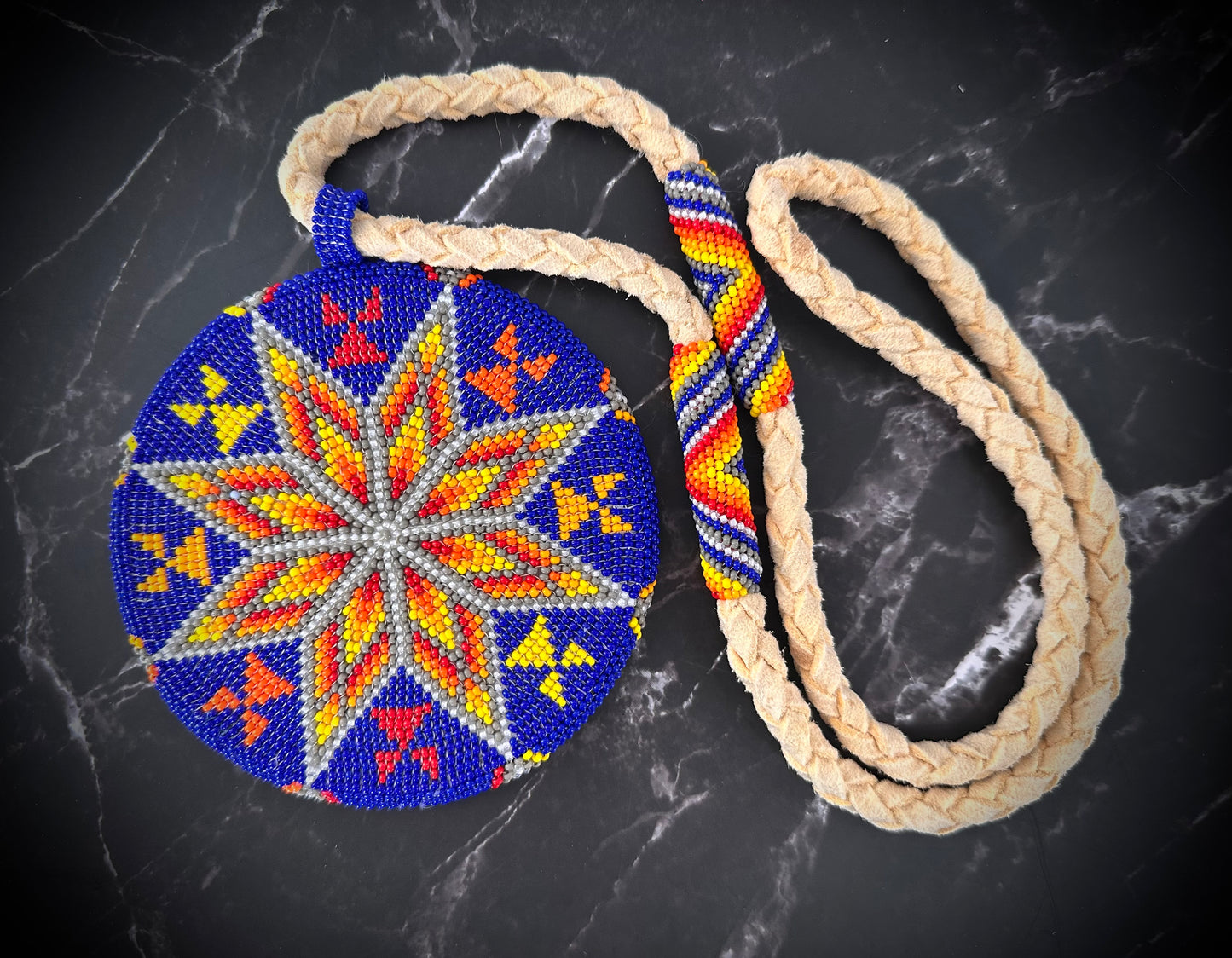 Radiant Horizon Beaded Medallion: A Burst of Color