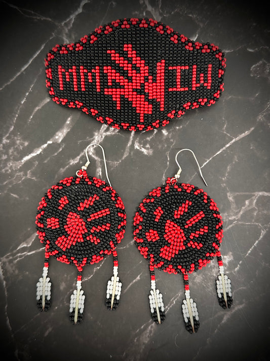 MMIW Beaded Earrings and Hair Clip
