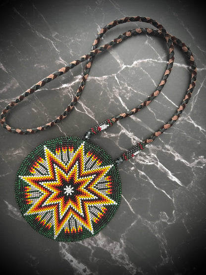 Native American Beaded Star Medallion Necklace