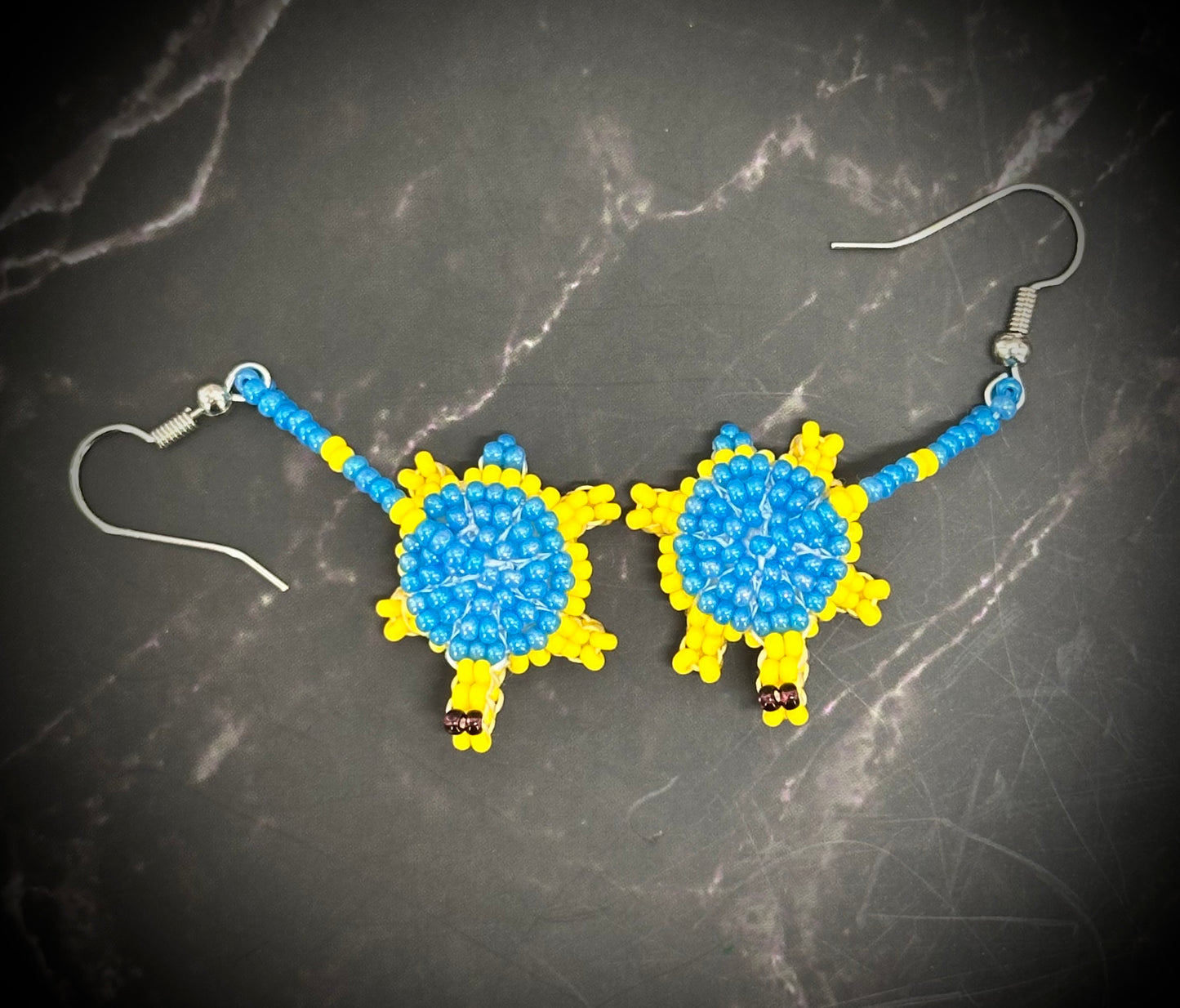 Whimsical Beaded Turtle Earrings