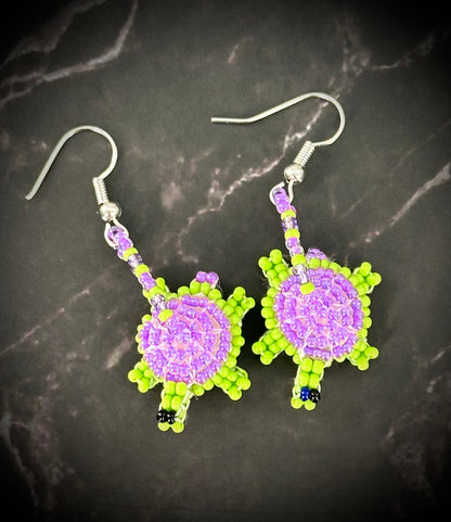Native American Beaded Turtle Earrings