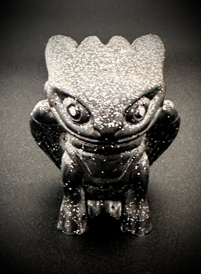 Enchanting Silver Sparkly Resin Dragon Figure