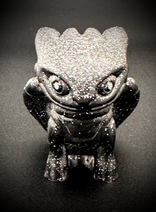 Enchanting Silver Sparkly Resin Dragon Figure