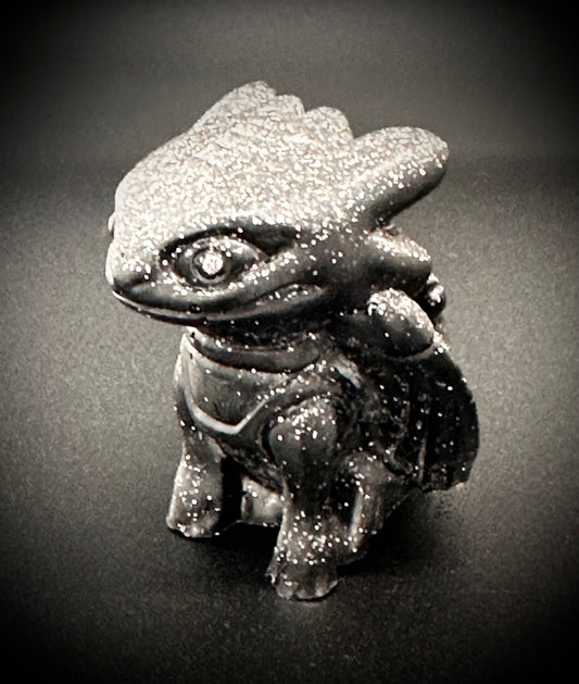 Enchanting Silver Sparkly Resin Dragon Figure