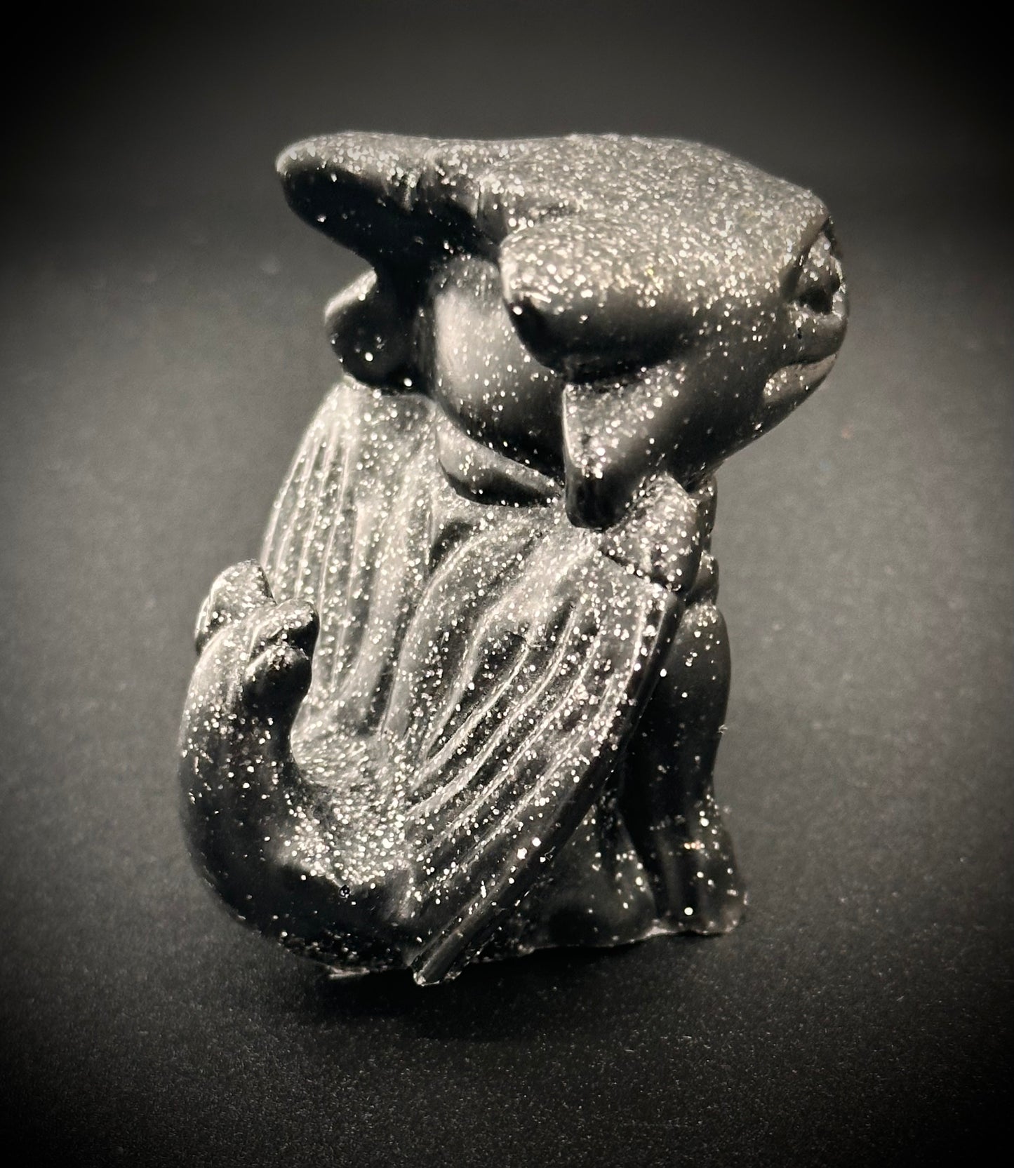 Enchanting Silver Sparkly Resin Dragon Figure