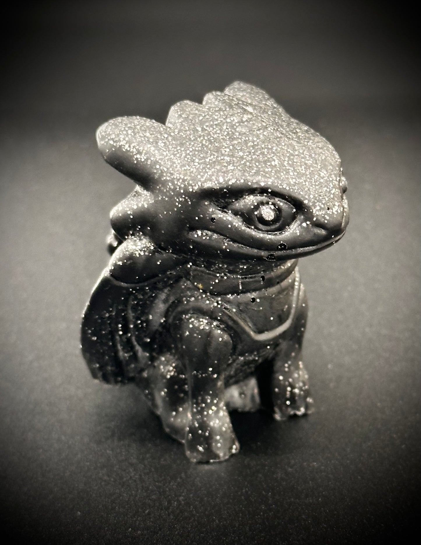 Enchanting Silver Sparkly Resin Dragon Figure